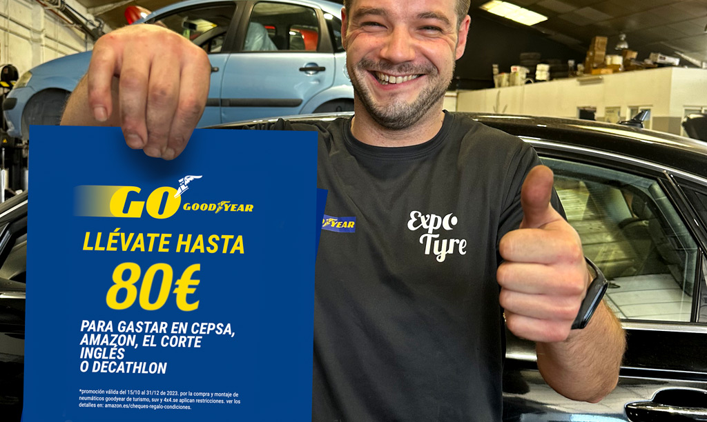 Llévate hasta 80€ en cheques regalo por la compra y montaje de neumáticos Goodyear durante el invierno