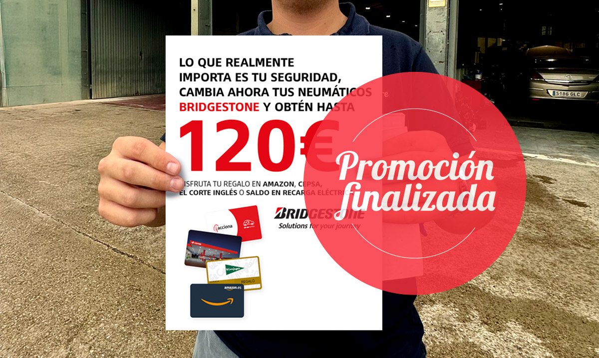 Con 4 neumáticos Bridgestone llévate hasta 120€ en regalos o combustible